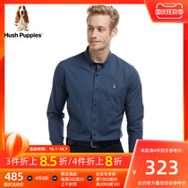 Hush Puppies Walker mens spring and autumn cotton double yarn thousand bird grid long sleeve shirt) PA-27502D