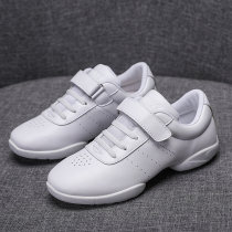 Athletic bodybuilding competition shoes white aerobics training shoes soft sole childrens cheerleader shoes male dance shoes professional