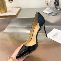 Hong Kong stars with shoes tide shoes side empty women's shoes pointed high heels leather 2022 net red women's shoes