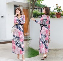 Japan and South Korea 2019 womens bohemian beach dress Vacation honeymoon travel thin dress split sexy long dress