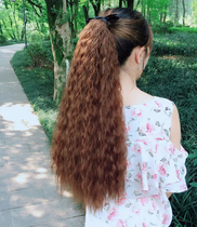 Wig ponytail long curly hair big wave corn hot fluffy thickening wig piece realistic medium long and short fake braid
