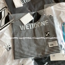 WE11DONE counter level)2021 spring and summer welldone new striped long-sleeved stand-up collar t-shirt sweater
