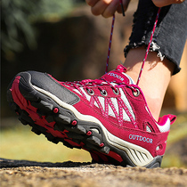 American VR Spring Climbing Shoes Women Genuine Leather Breathable Damping Anti-Slip Climbing Shoes Outdoor Shoes Cross-country Sneakers Hiking