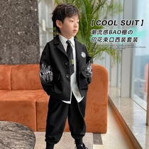 Boys autumn suit 2021 New Korean version of foreign-style childrens print casual blazer