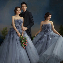 Studio theme clothing 2021 new couple Mori Photo Wedding Dress Blue Flower Fairy travel photography dress
