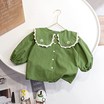 2022 Spring Autumn New Pure Cotton Girl Little Fragrant Wind Shirt Child Lining Clothes Baby Long Sleeve Doll Clothing Blouse