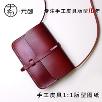 Leather Pack Pack Edition Type of Artisanal Diy Day Ensemble Small Square Bag Drawings Single Shoulder Skewed Cross Pack of Tailor Made Paper Gill