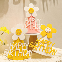 Han Prints Wind Pink Butterfly Knot Felt Chimney Cap Cartoon Children Adults Party Laughing Face Happy Birthday Hat