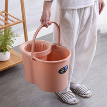Household hand press mop bucket with pulley thickened rotating squeezed bucket mop cleaning bucket mop dry bucket large capacity