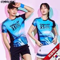 Korea Kleian badminton suit women set 2021 new mens short sleeve couple uniform breathable quick-dry top