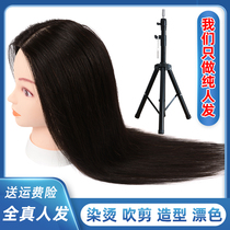 Full true hair head model barber shop apprentice practice can dye and burn cut hair model head doll head dummy head