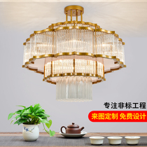 New Chinese crystal chandelier Modern living room Dining hall Private room lighting custom large hotel non-standard engineering lights