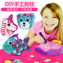 Childrens handmade floral DIY making plush pillow poke poke cartoon animal pillow material bag Girl Toy
