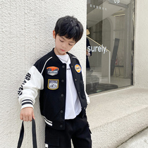 Boy Baseball Clothing 2021 Spring and Autumn New Childrens Stand Collar Top Childrens Clothes Korean Jacket Big Boy Jackets Autumn Tide