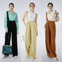 Meiyang MEYANG Pace art gallery back with pants walking with wind ~ unilateral shoulder strap suit with wide leg tug pants