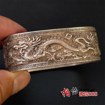 Antique Tibetan silver classical bracelet antique old mens bracelet craft ornaments antique handwear bracelet collection hot sale