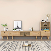  All solid wood TV cabinet Nordic style fashion modern simple small apartment living room furniture Coffee table combination floor cabinet wall cabinet