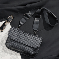 Chest bag mens leather woven Tide brand crossbody small bag large capacity versatile multifunctional simple shoulder bag