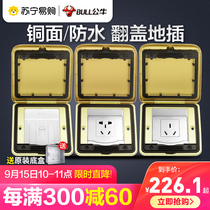 231 Bull switch socket ground plug five hole ground socket all copper 5 hole floor socket ground plug
