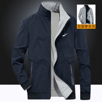  2021 spring and Autumn Nike mens double-sided jacket jacket breathable loose all-match stand-up collar sports windbreaker men