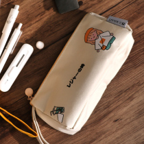  Korean version of the simple large-capacity canvas pen bag simple female cute multi-function net red girl stationery box Salt high school