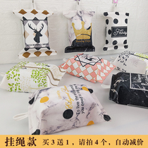 Hanging tissue bag Cotton and hemp marbled tissue bag Fabric storage Simple Nordic paper box Car tissue box