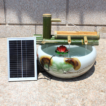 Bamboo Cylinder Water Flow Instrumental Solar Water Pump Filter Water Pulp Cycle Bamboo Swing Piece Courtyard Day Style Fish Tank False Mountain Fish
