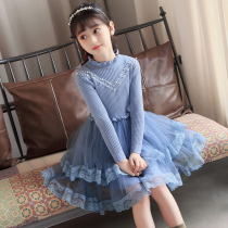 Girl sweater dress with dress 2022 new foreign air CUHK Girl long sleeves Dress Trendy Spring Autumn Dress Knitted Princess Dress