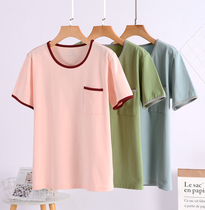 Japanese homewear tops womens single piece summer cotton T-shirt home clothes pajamas short sleeves thin loose half sleeves