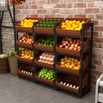 Fruit rack shelf display supermarket fruit and vegetable display cabinet steel wood household kitchen locker multi-layer fresh goods rack
