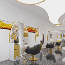 New barber shop mirror table single double-sided hairdressing mirror hair salon special with lamp reliable Wall floor mirror hair cutting mirror