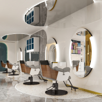 Barber shop mirror table single double-sided hairdressing mirror hair salon special with lamp perming area cut hair against the wall to fall mirror tide shop