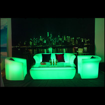 Promotional LED luminous single sofa simple bar stool outdoor high table backrest chair combination luminous furniture