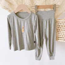 Childrens pajamas modal high waist Belly Belly spring and autumn thin long sleeve loose suit baby boys and girls home clothes