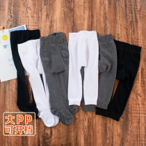 Baby beats bottom pants spring autumn pure cotton knit male and female baby even pantyhose large PP white girl child 90% pants
