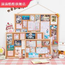 Hanging Cork Photo Wall student desktop reminder decorative wooden frame background wall non-perforated photo hanging wall