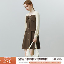 Versace Lane 22FS3237 temperament spelling receive waist suit dress 2022 fall new small V-neck skirt