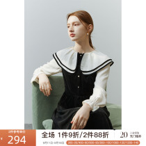 Versace Lane 22FS3177 doll collar temperament dress womens long sleeves fall winter French lapel patchwork skirt