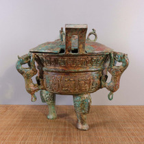 Spring and Autumn Period-Bronze Four Tiger Ding Antique Collection of Old Objects Picking Leaked True Jewelry Crafts