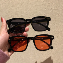 Net red with retro square sunglasses Korean version of female face small wild sunglasses tide men fashion personality glasses