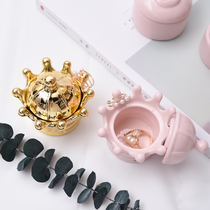 Ceramic crown plate Decorative candy storage box Decorative Basin Necklace Ring Stud Earrings Pink Bear Jewelry box Wedding