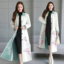 Lamb hair coat womens long style 2021 Winter Retro National Wind waist thick fur one coat tide