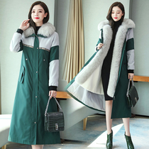 Parker cotton clothes women detachable inner liner 2021 new winter waist plus velvet thickening knee long cotton tide