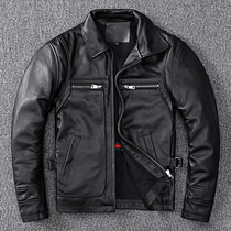 Haining leather men mens leather locomotive clothing fashion casual jacket head layer cowhide large size slim new leather jacket