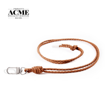 Ekomi outdoor survival whistle special woven lanyard black brown handmade metal hook long leather rope