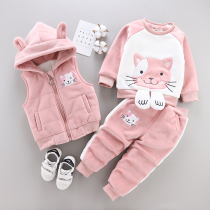 Womens clothing autumn and winter three-piece set Baby Childrens cotton childrens clothes baby winter 0-1-2 year old coat 3 tide