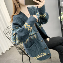 2021 autumn and winter Maternity Jersey jacket Korean version of new vneck cardigan autumn color pregnant women cardigan sweater