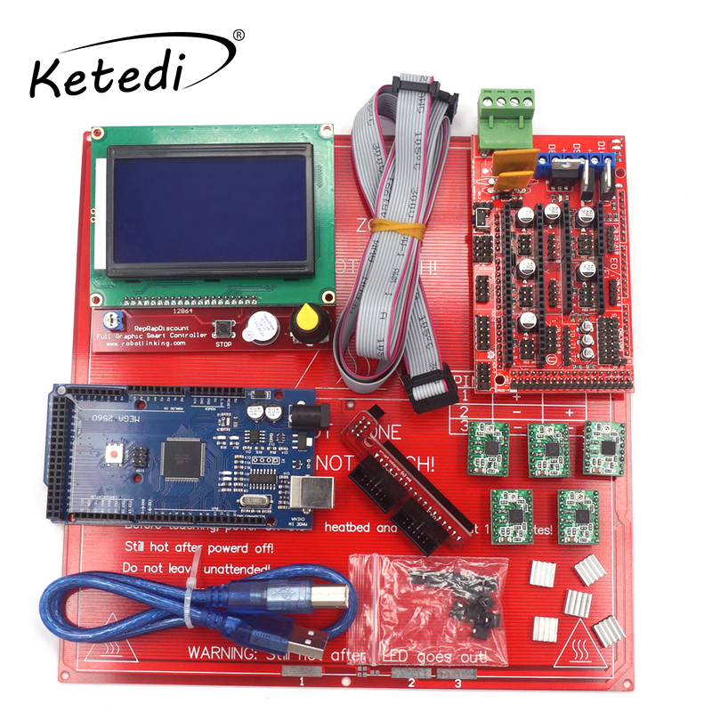 Kotdi 3D printer motherboard kit RAMPS 1.4 mega 2560 A4988 12864LCD