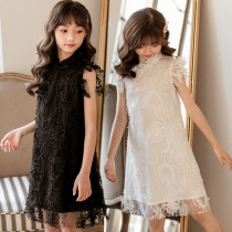 Hyun Bala girl mesh embroidered childrens cheongsam dress Chinese summer Chinese style princess skirt