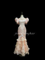 "Fang Fei" vintage Hong Kong Wind Fish Tail Nail Beads Retro Elegant Antique Wedding Dress-Will HAO-